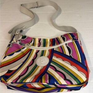 Kipling Attyson crossbody purse in multicolor swirl pattern